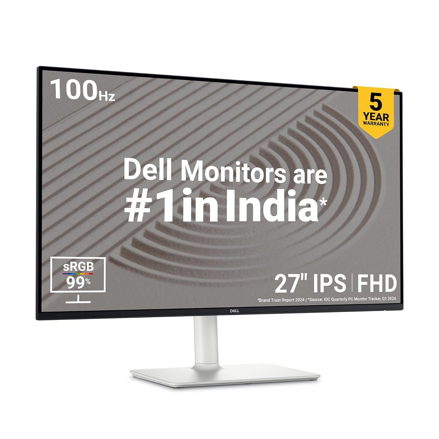 Dell S2725HS 27" 100Hz 1080p FHD Antiglare IPS Panel Computer Monitor with Dual Speakers - Silver