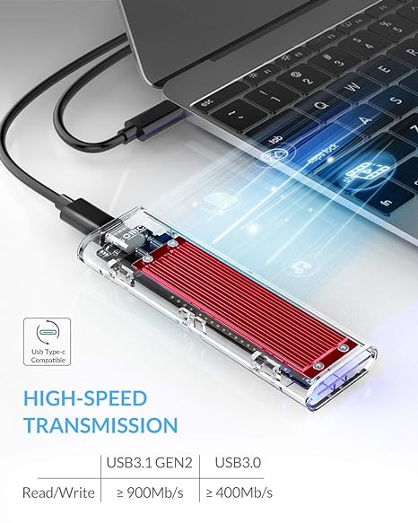 [RePacked] ORICO Transparent -Free USB3.1 Type-C Gen2 10Gbps to m.2 SSD Enclosure for Intel 660p NVMe m-Key SSD up to 2TB