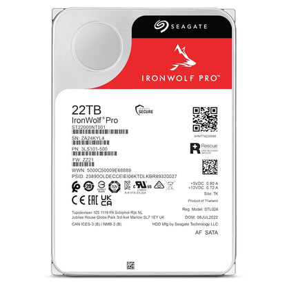 Seagate IronWolf Pro 22TB 3.5" 7200 RPM Enterprise NAS Internal Hard Disk Drive