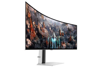 Samsung Odyssey G9 49" 240Hz 1440p Dual QHD OLED Panel HDR10 Ultrawide Curved Gaming Monitor with Speakers - Silver