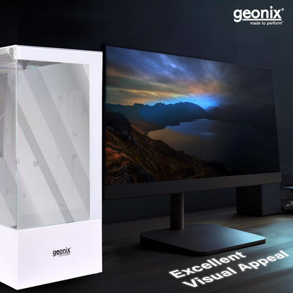 Geonix X30 3 RGB Fans Tempered Glass Panel ATX Cabinet/Computer Case - White