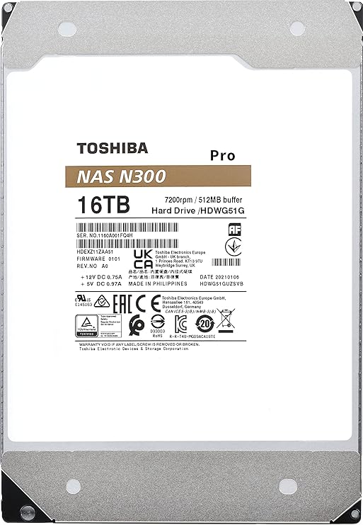 Toshiba N300 Pro 16TB 3.5-inch SATA 7200RPM NAS Internal Hard Disk