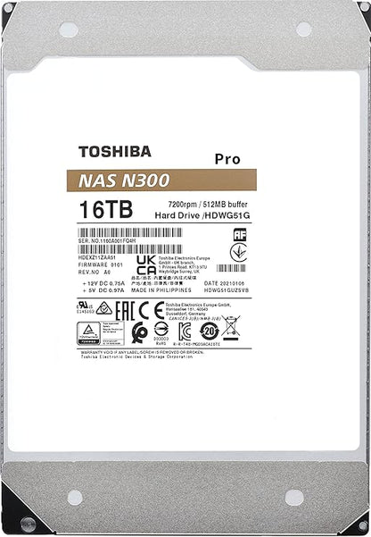 Toshiba N300 Pro 16TB 3.5-inch SATA 7200RPM NAS Internal Hard Disk