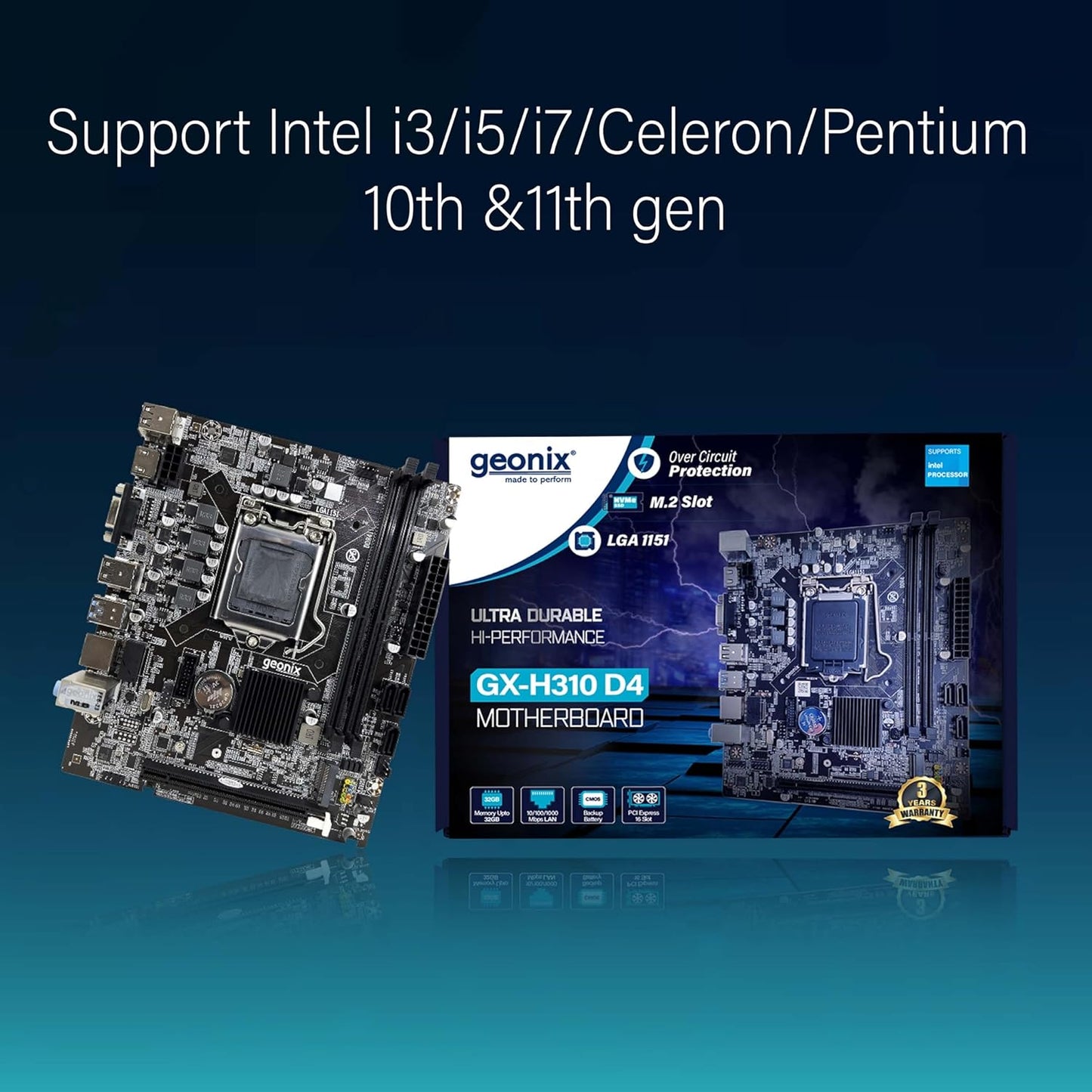 Geonix GX-H310 D4 LGA 1151 Socket High Speed USB 3.0 DDR4 Motherboard with Inbuilt M.2 Slot