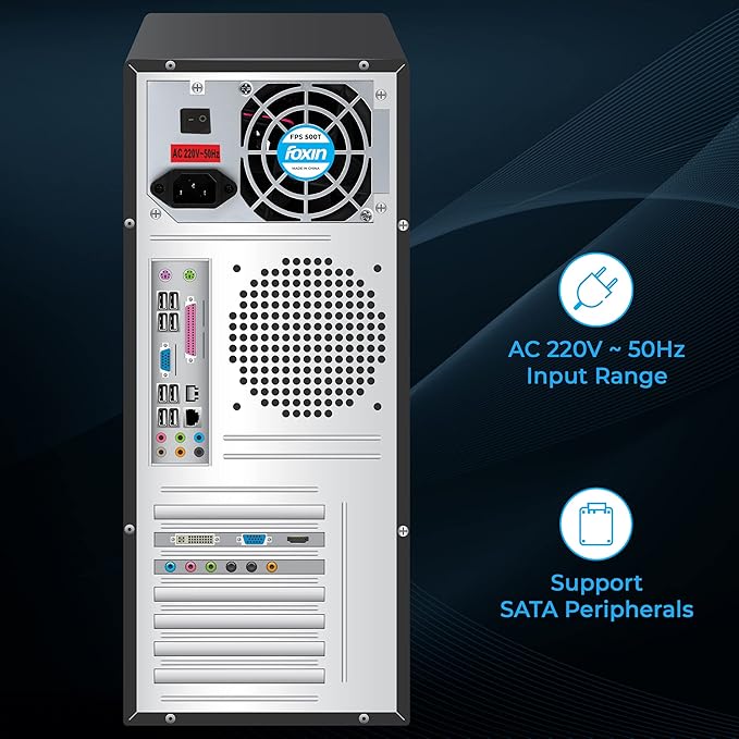 Foxin FPS-500S 500-Watt Power Supply Multi Protection Technology SMPS with 2 Years warranty