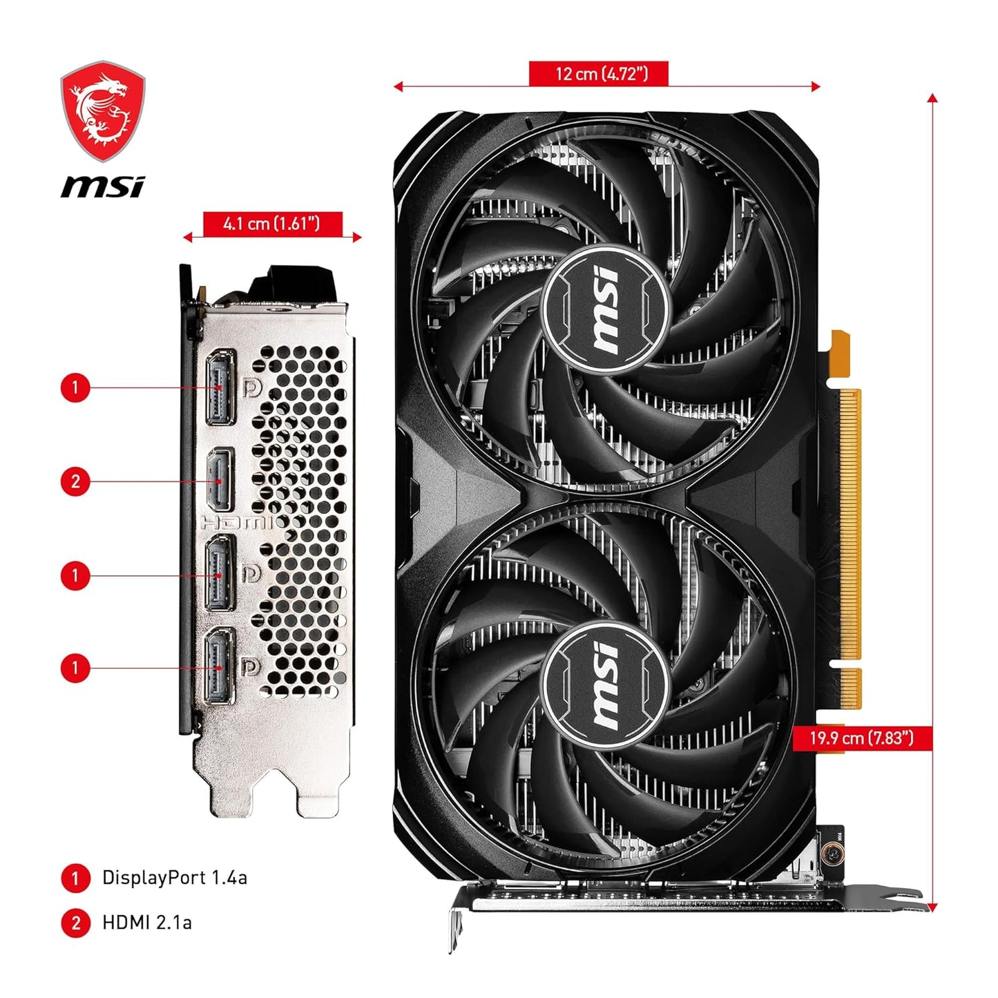 MSI GeForce RTX 4060 VENTUS 2X Black 8G OC 8GB GDDR6 128-Bit Graphics Card