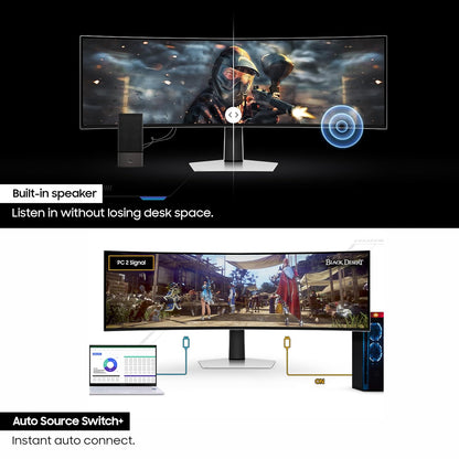 Samsung Odyssey G9 49" 240Hz 1440p Dual QHD OLED Panel HDR10 Ultrawide Curved Gaming Monitor with Speakers - Silver