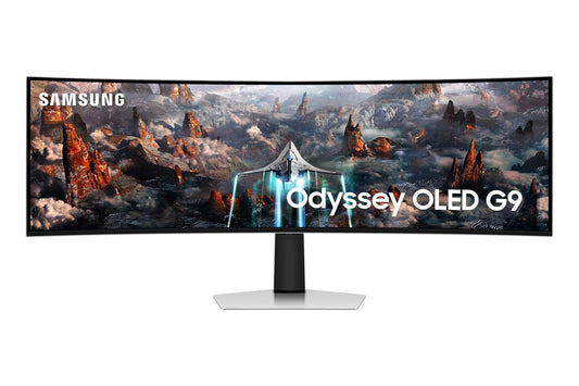 Samsung Odyssey G9 49" 240Hz 1440p Dual QHD OLED Panel HDR10 Ultrawide Curved Gaming Monitor with Speakers - Silver