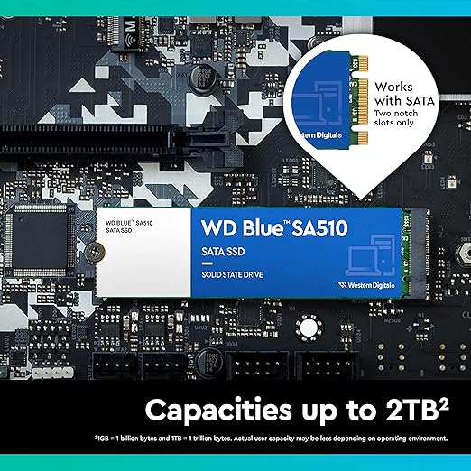 Western Digital WD Blue SA510 SATA SSD M.2 2280 1TB Internal Solid State Drive