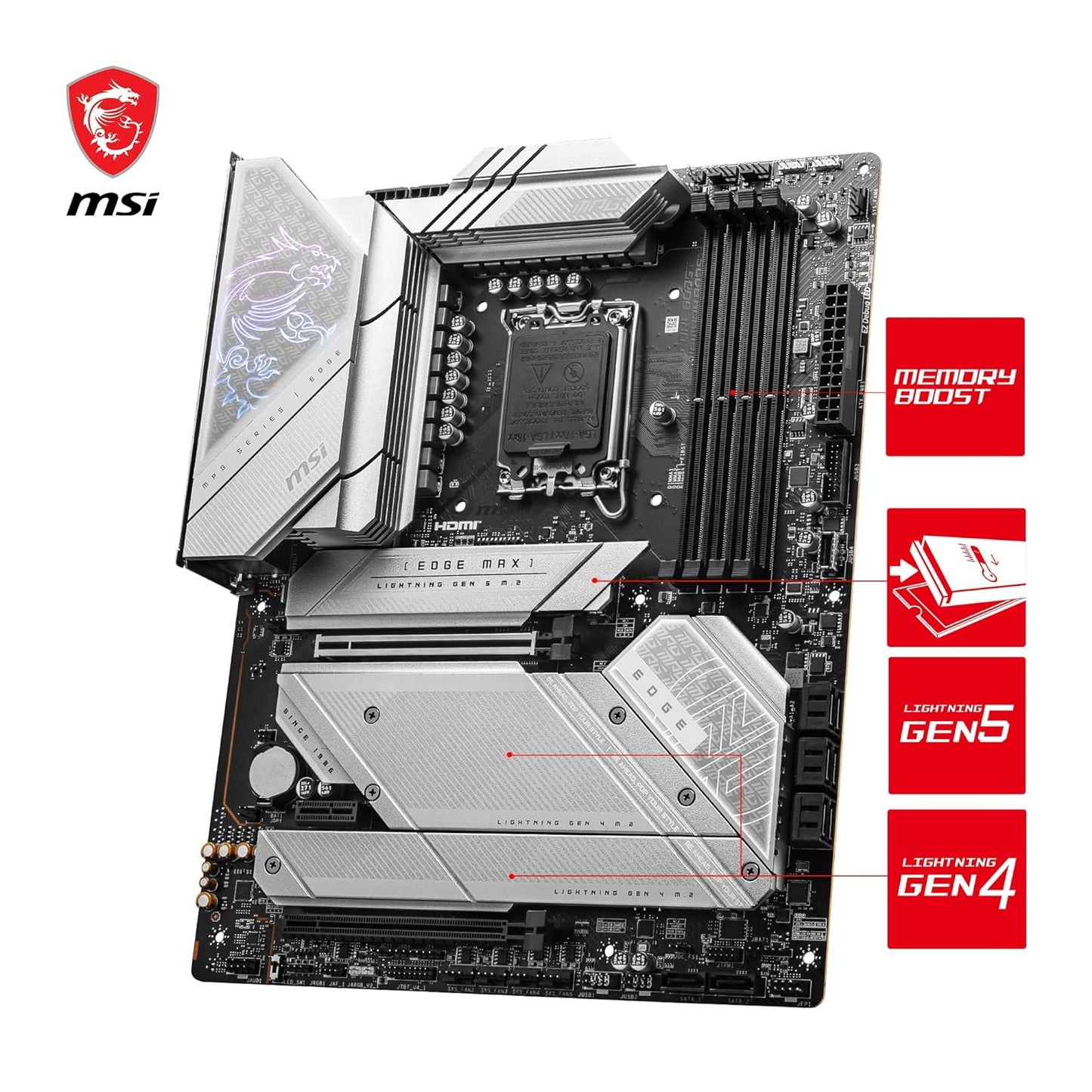 MSI MPG Z790 EDGE TI MAX WIFI LGA 1700 DDR5 PCIe 5.0 ATX Gaming Motherboard