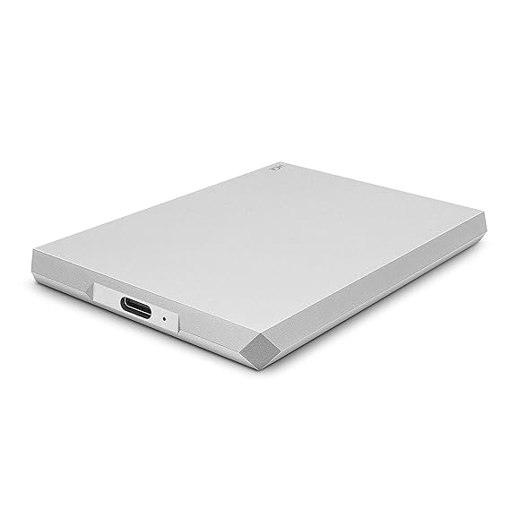 [RePacked] LaCie Mobile Drive 2TB External Hard Drive HDD Moon Silver USB-C USB 3.0, for Mac and PC Desktop, 1 Month Adobe CC