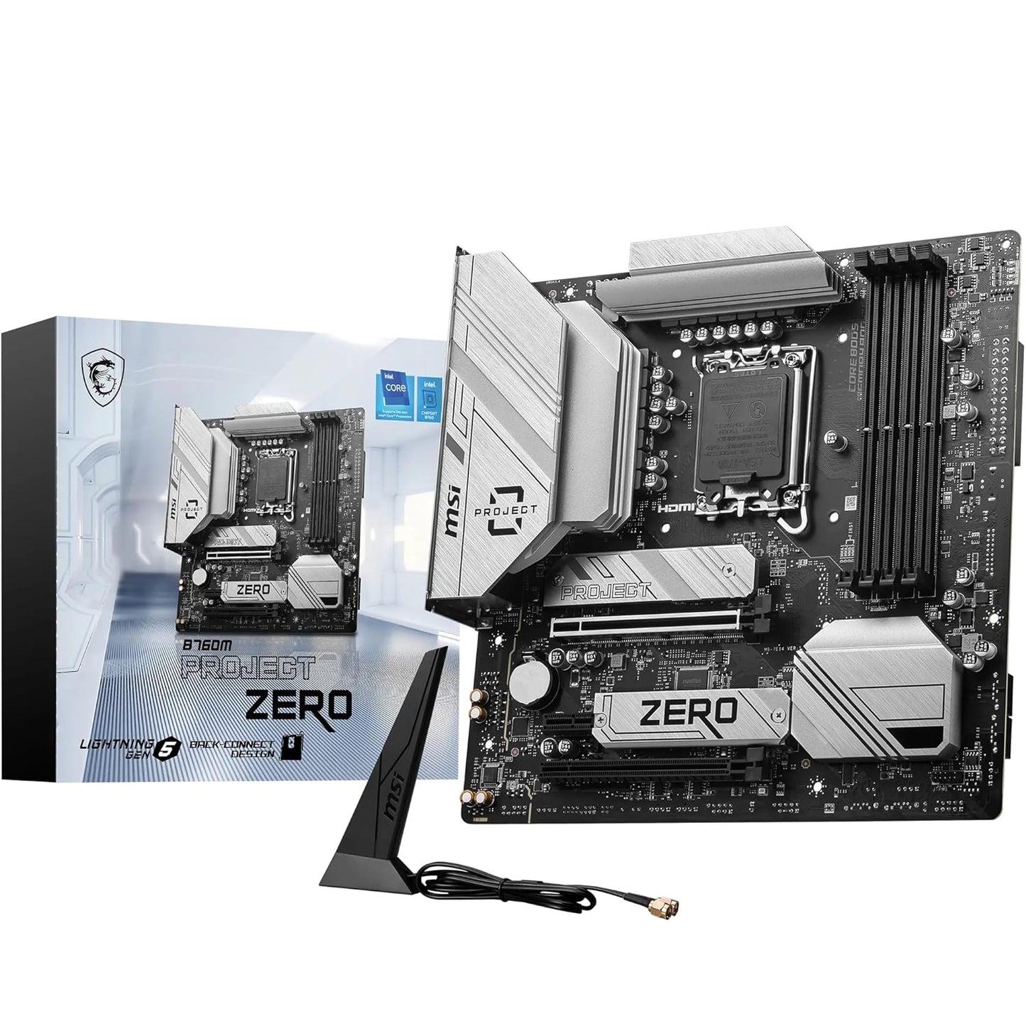 MSI B760M PROJECT ZERO Back-Connect LGA 1700 Wi-Fi DDR5 Micro-ATX Motherboard