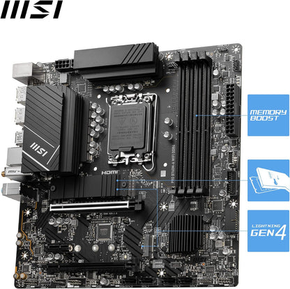 MSI PRO B760M-A Wi-Fi DDR4 Pro Series LGA 1700 Socket M-ATX Gaming Motherboard