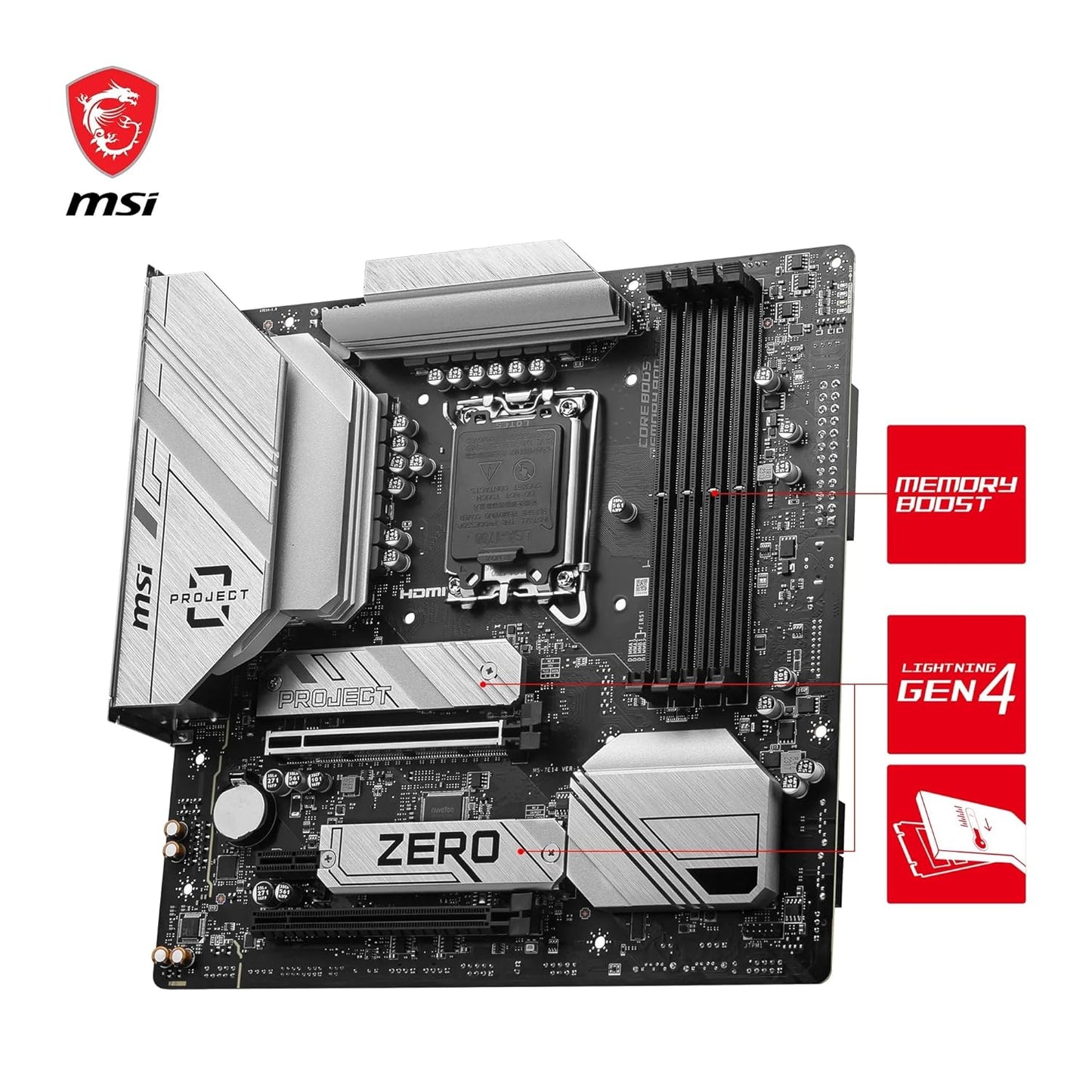 MSI B760M PROJECT ZERO Back-Connect LGA 1700 Wi-Fi DDR5 Micro-ATX Motherboard