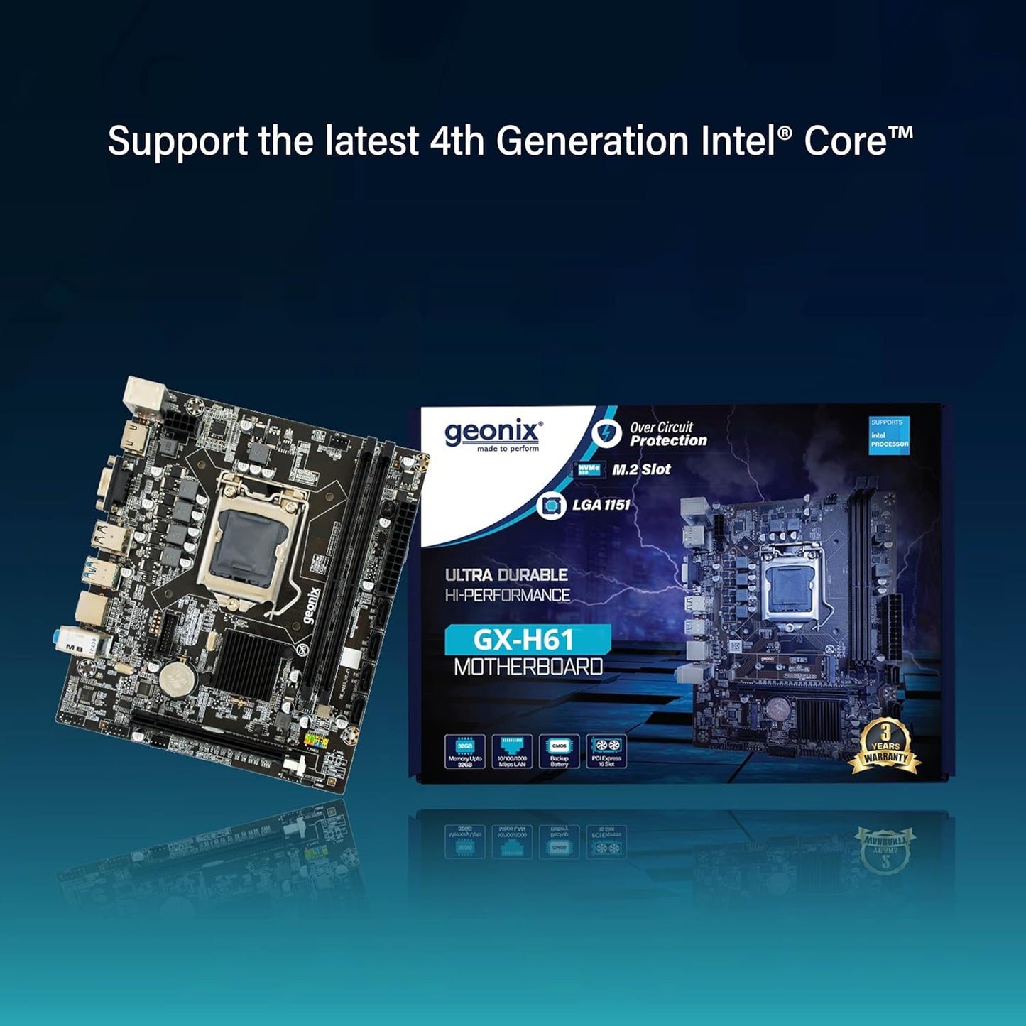 GEONIX Intel H61 Chipset LGA1155 Socket DDR3 Motherboard