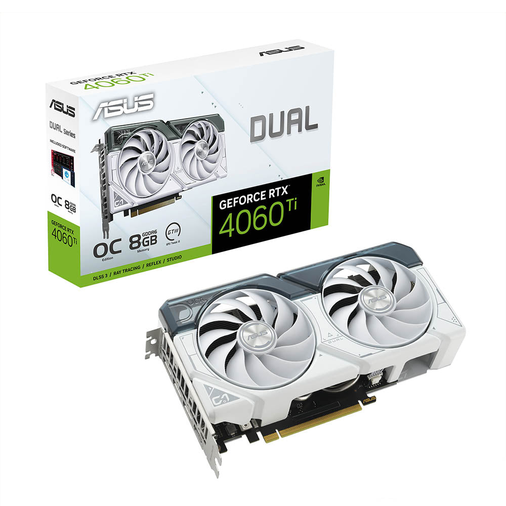 ASUS Dual GeForce RTX 4060 Ti OC White Edition 8GB GDDR6 128-Bit Graphics Card