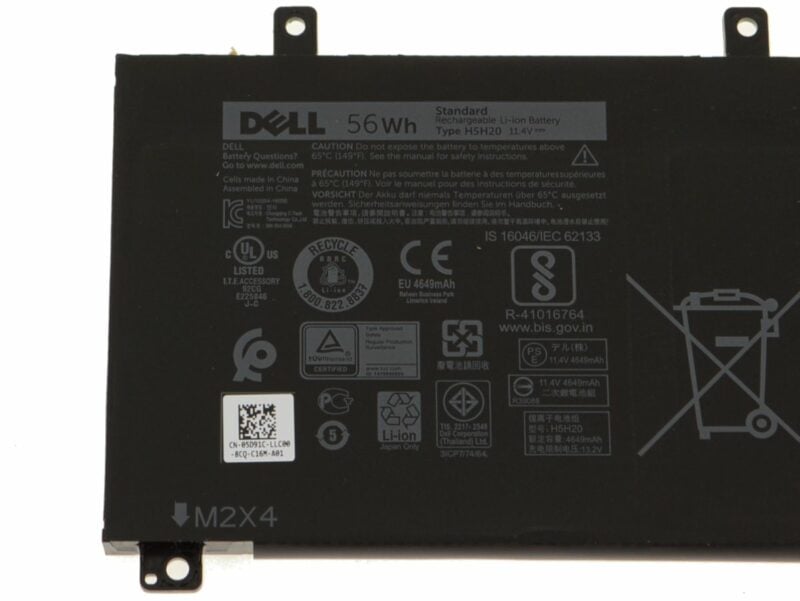 Dell H5H20 Original OEM 56WHr 4800mAh 11.4V 3 Cell Laptop Battery for Select Dell Laptops