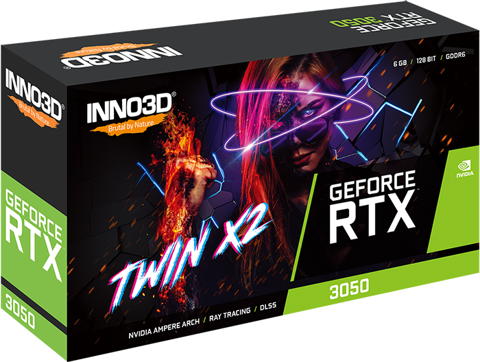 INNO3D Nvidia GEFORCE RTX 3050 TWIN X2 6GB GDDR6 PCI-E 4.0 96-Bit Graphics Card