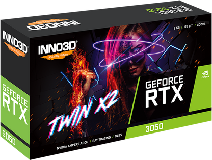 INNO3D Nvidia GEFORCE RTX 3050 TWIN X2 6GB GDDR6 PCI-E 4.0 96-Bit Graphics Card