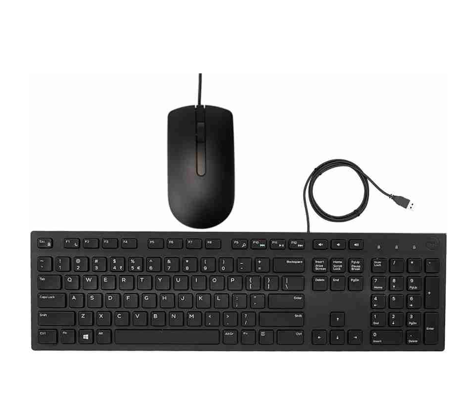 Dell KB216+MS116 USB Wired Multimedia Keyboard and 1000DPI Optical Mouse Combo - Black