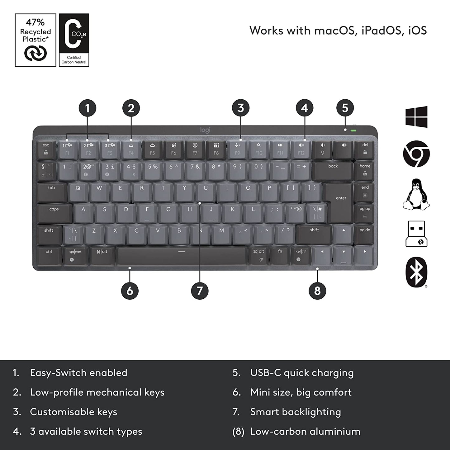 Logitech MX Mechanical Mini Wireless Bluetooth Keyboard