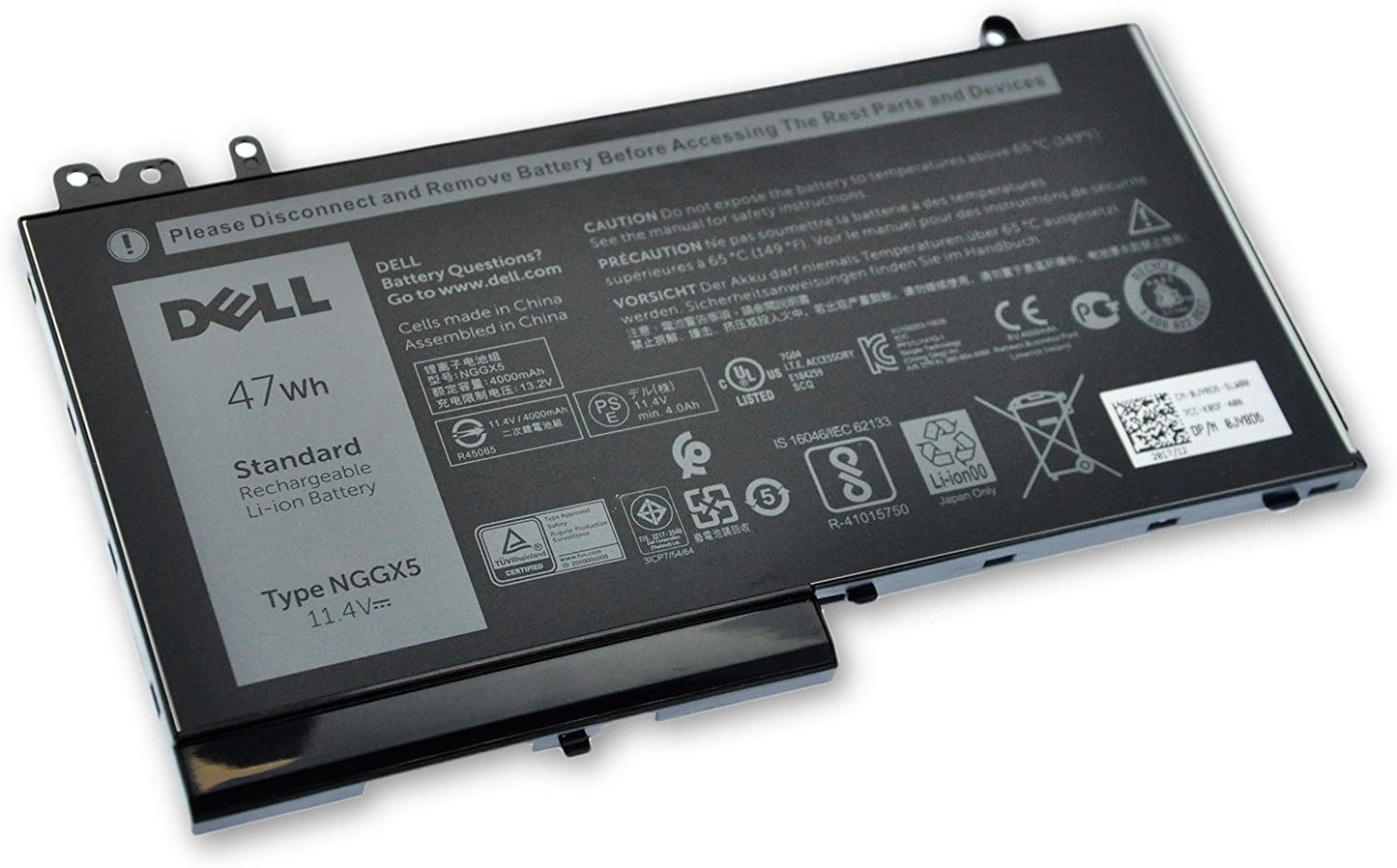 Dell NGGX5 Original OEM 47WHr 4000mAh 11.4V 3 Cell Laptop Battery for Select Dell Laptops