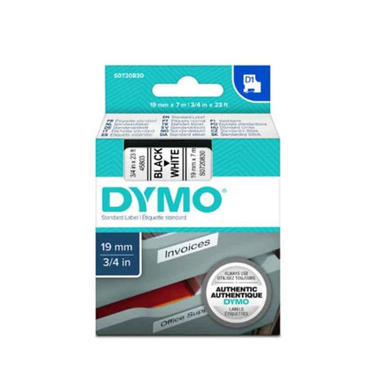 [RePacked] Dymo S0720830 19mmx7m Black on White D1 Label Maker Tape