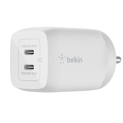 PPS 65W के साथ Belkin Boost Charge Pro डुअल USB-C GaN वॉल चार्जर