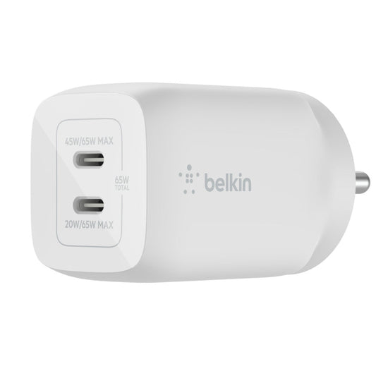 PPS 65W के साथ Belkin Boost Charge Pro डुअल USB-C GaN वॉल चार्जर