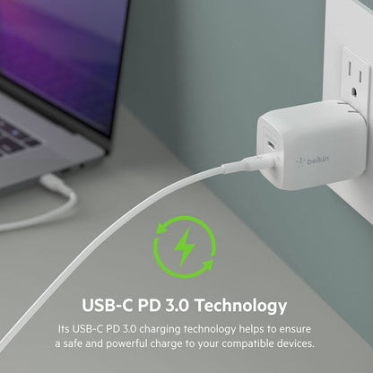 PPS 65W के साथ Belkin Boost Charge Pro डुअल USB-C GaN वॉल चार्जर