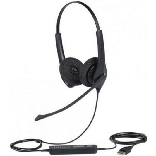 Jabra Biz 1500 Duo USB Softphone Wired Headset with Noise Cancelling Air Shock Mic - Black