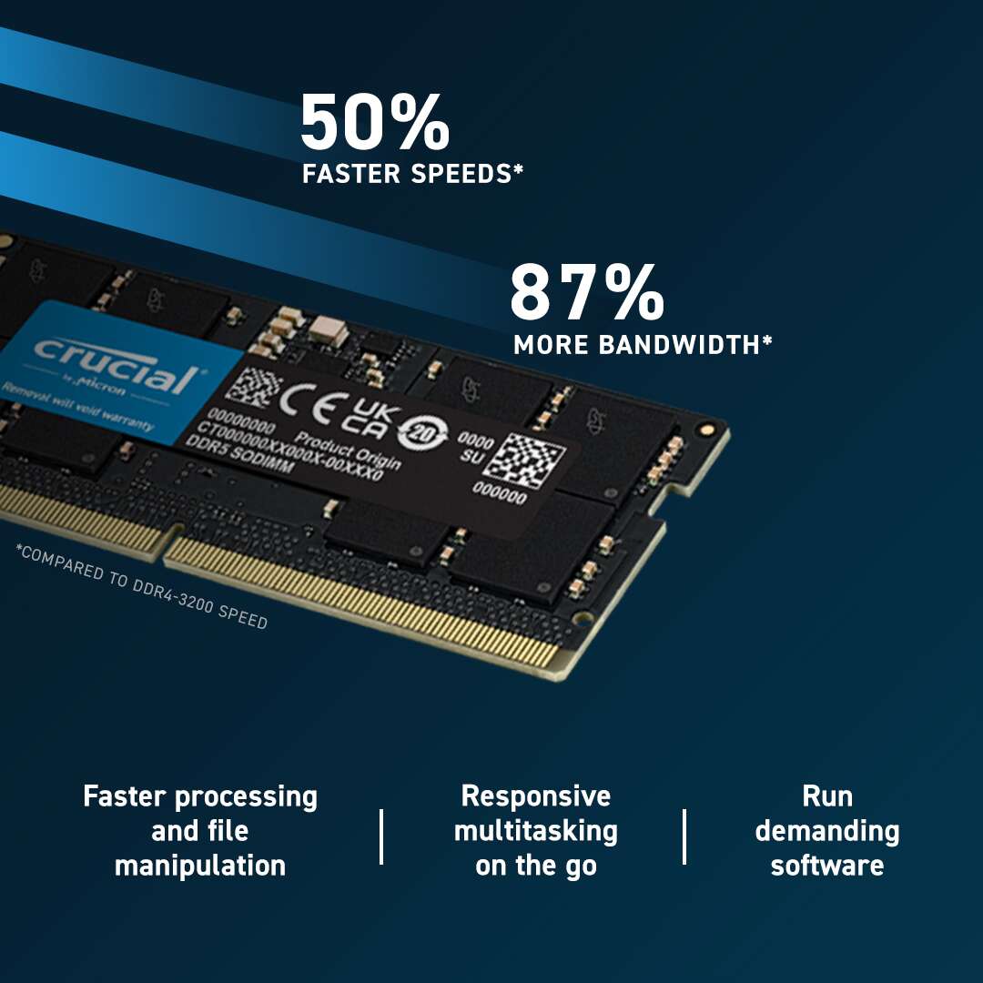 Crucial 32GB DDR5 4800MHz SODIMM Laptop Memory