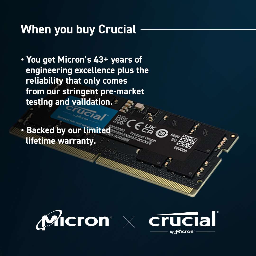 Crucial 32GB DDR5 4800MHz SODIMM Laptop Memory