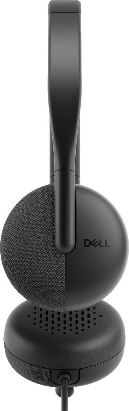 Dell WH3024 Wired Lightweight Headband AI-Based Noise Cancellation Headset with Microphone - Black