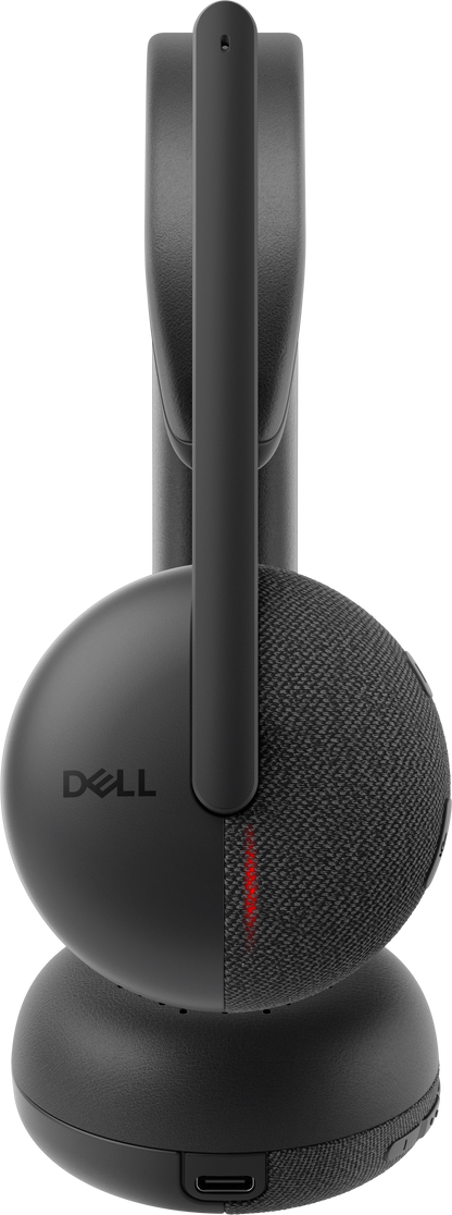 Dell WL3024 Wireless Leatherette Headband AI-Based Noise Cancellation Headset with Microphone - Black