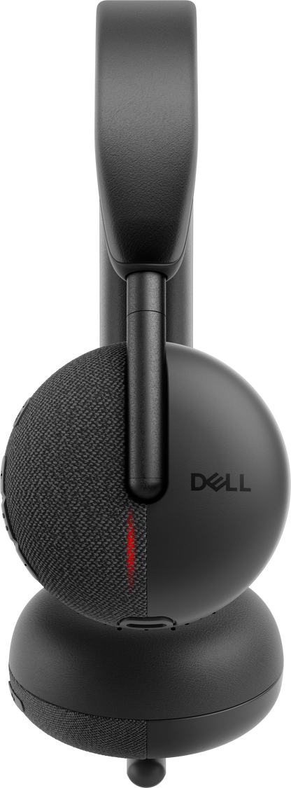 Dell WL3024 Wireless Leatherette Headband AI-Based Noise Cancellation Headset with Microphone - Black