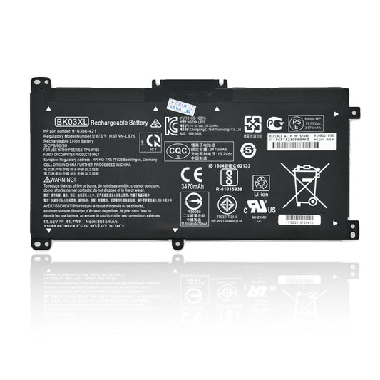 HP BK03XL Original OEM 41.7Whr 3470mAh 11.55V 3 Cell Laptop Battery for Select HP Laptops