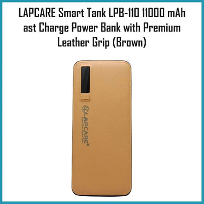 LAPCARE Smart Tank LPB-110 11000 mAh Fast Charge Power Bank with Premium Leather Grip (Brown)