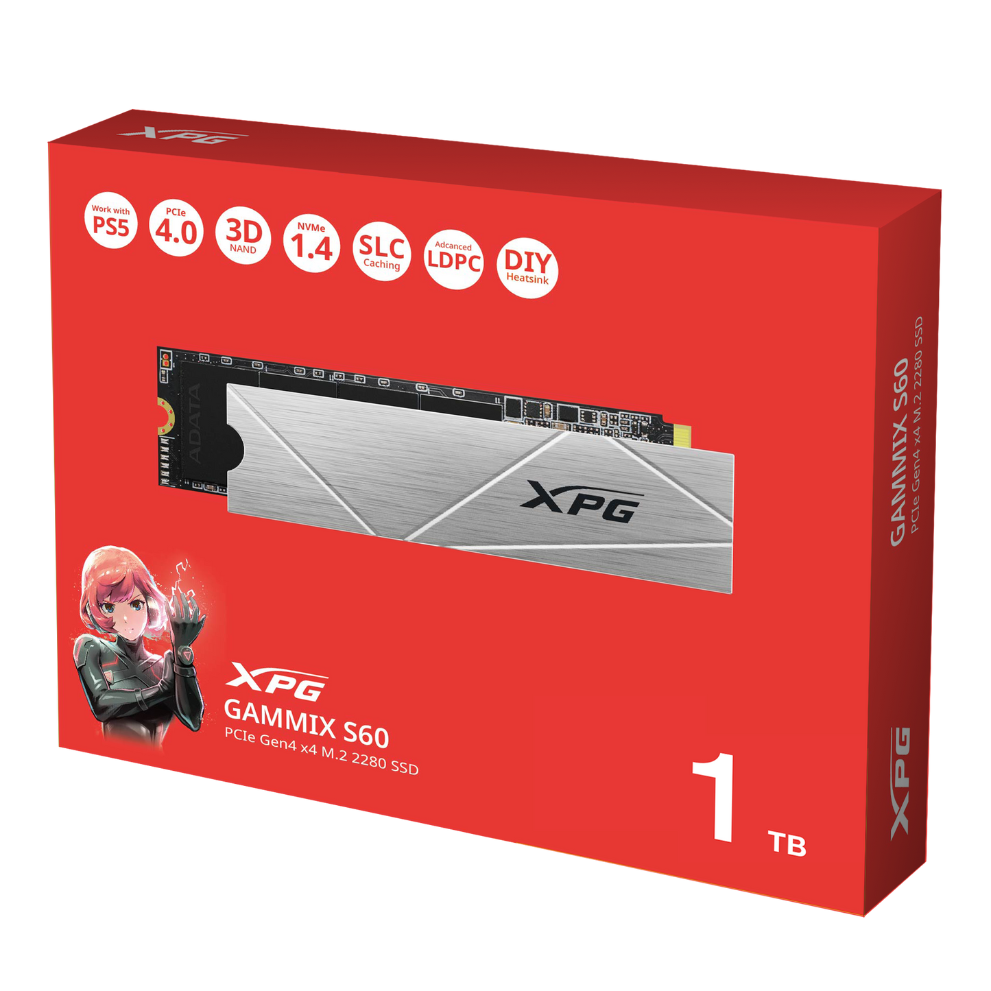 XPG GAMMIX S60 Core 1TB PCIe Gen4 M.2 2280 3D NAND Solid State Drive