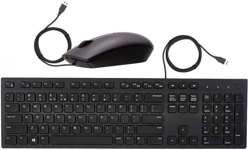 Dell KB216+MS116 USB Wired Multimedia Keyboard and 1000DPI Optical Mouse Combo - Black