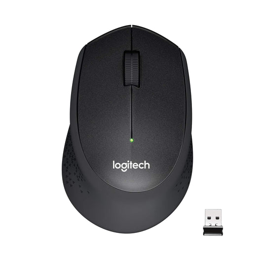 Logitech M331 साइलेंट प्लस वायरलेस ऑप्टिकल माउस काला 1000DPI और 2.4 GHz तकनीक के साथ