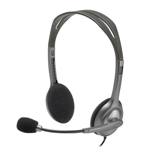 Logitech H110 Wired Stereo Headphone with 3.5mm Dual Audio Jack and Rotating Microphone