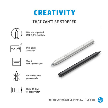 HP MPP 2.0 Rechargeable Tilt Pen with USB-C 30 Days Battery Life and Custom Buttons