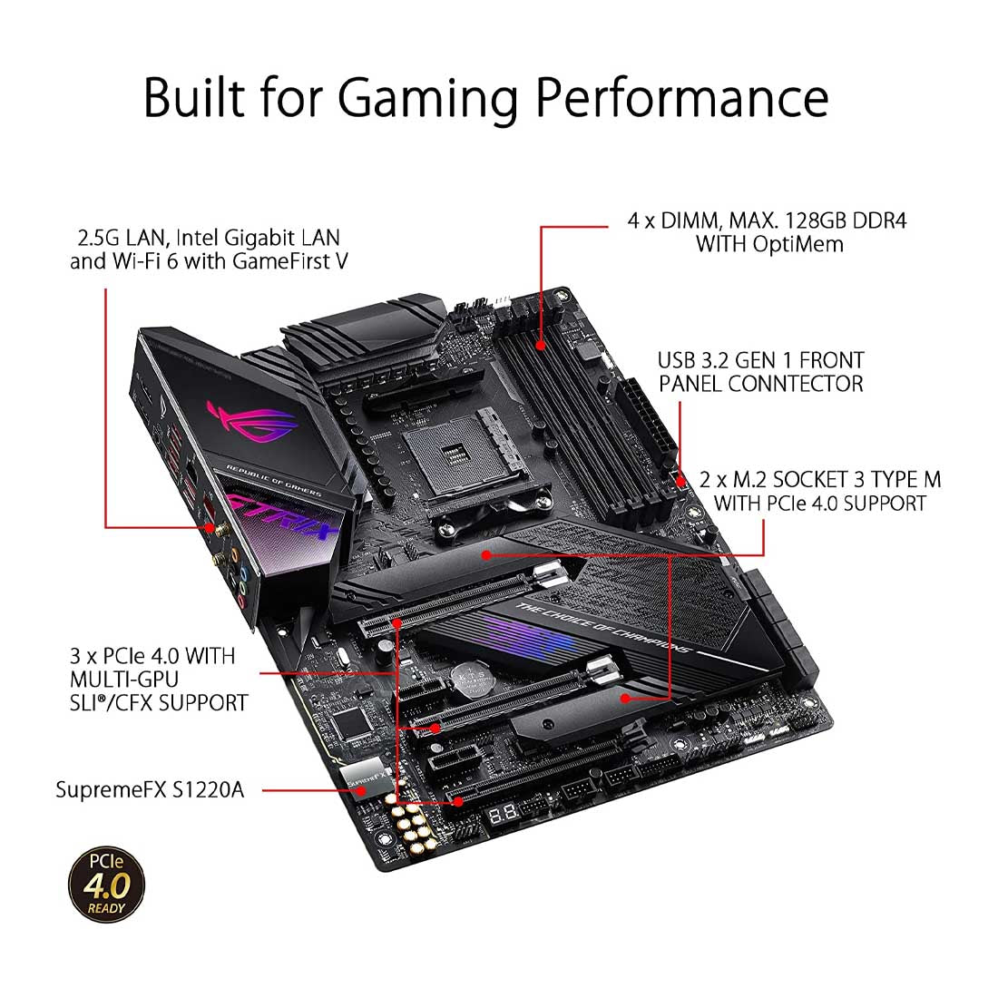 ASUS ROG STRIX X570-E AMD AM4 ATX गेमिंग मदरबोर्ड PCIe 4.0 और डुअल M.2 के साथ