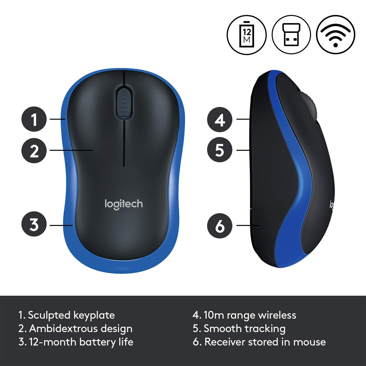 Logitech M185 वायरलेस ऑप्टिकल माउस 2.4 Ghz तकनीक और 12 महीने की बैटरी लाइफ के साथ