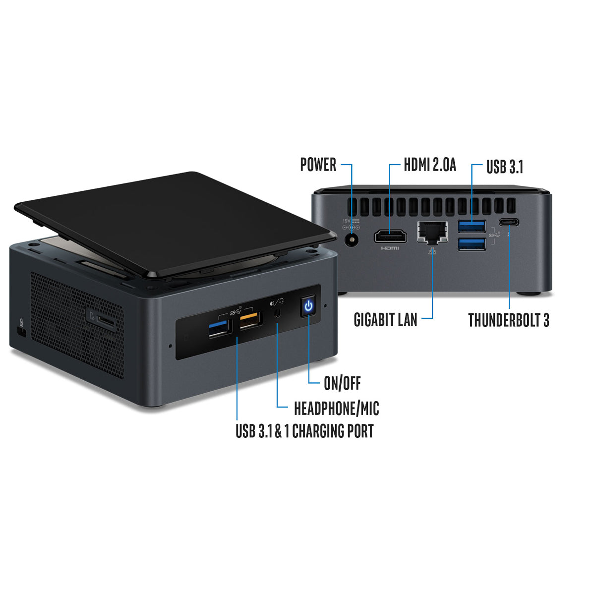 Intel NUC Kit NUC8i5BEH with Core i5-8259U Processor Iris Plus Graphics 655 Thunderbolt 3 and 4K