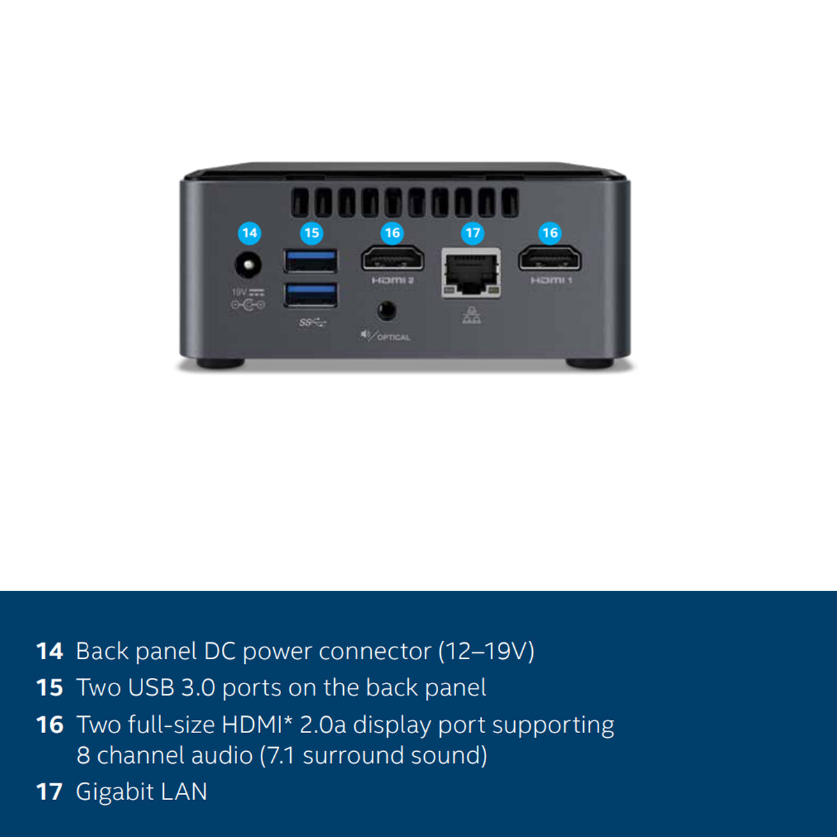 Intel NUC Kit NUC7CJYH with Celeron J4005 Processor UHD 600 4K Support and 7.1 Audio