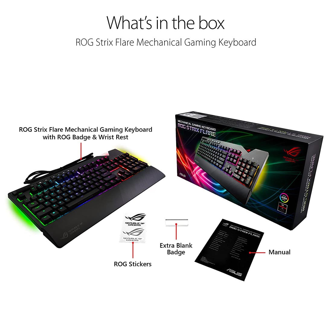 ASUS ROG Strix Flare RGB Mechanical Keyboard with Cherry MX Switches and On-Board Memory