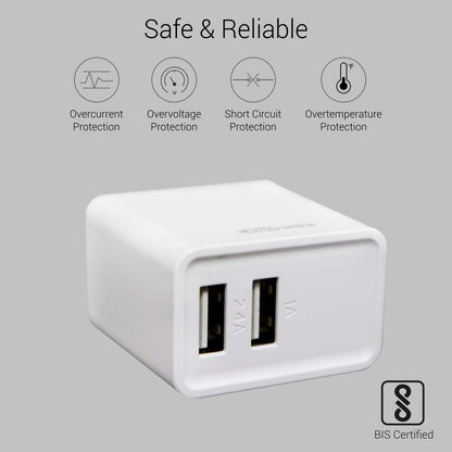 Portronics Adapto 646  Wall Adapter with Fast Charging and Dual USB Ports