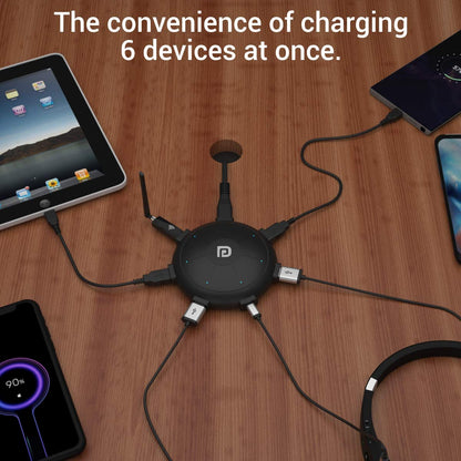 Portronics UFO Pro 60W Multi-Device Charging Station USB Hub with Six Ports and Fast charging